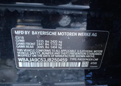 2018 BMW 530E z USA, uszkodzony, nr VIN WBAJA9C53JB250459